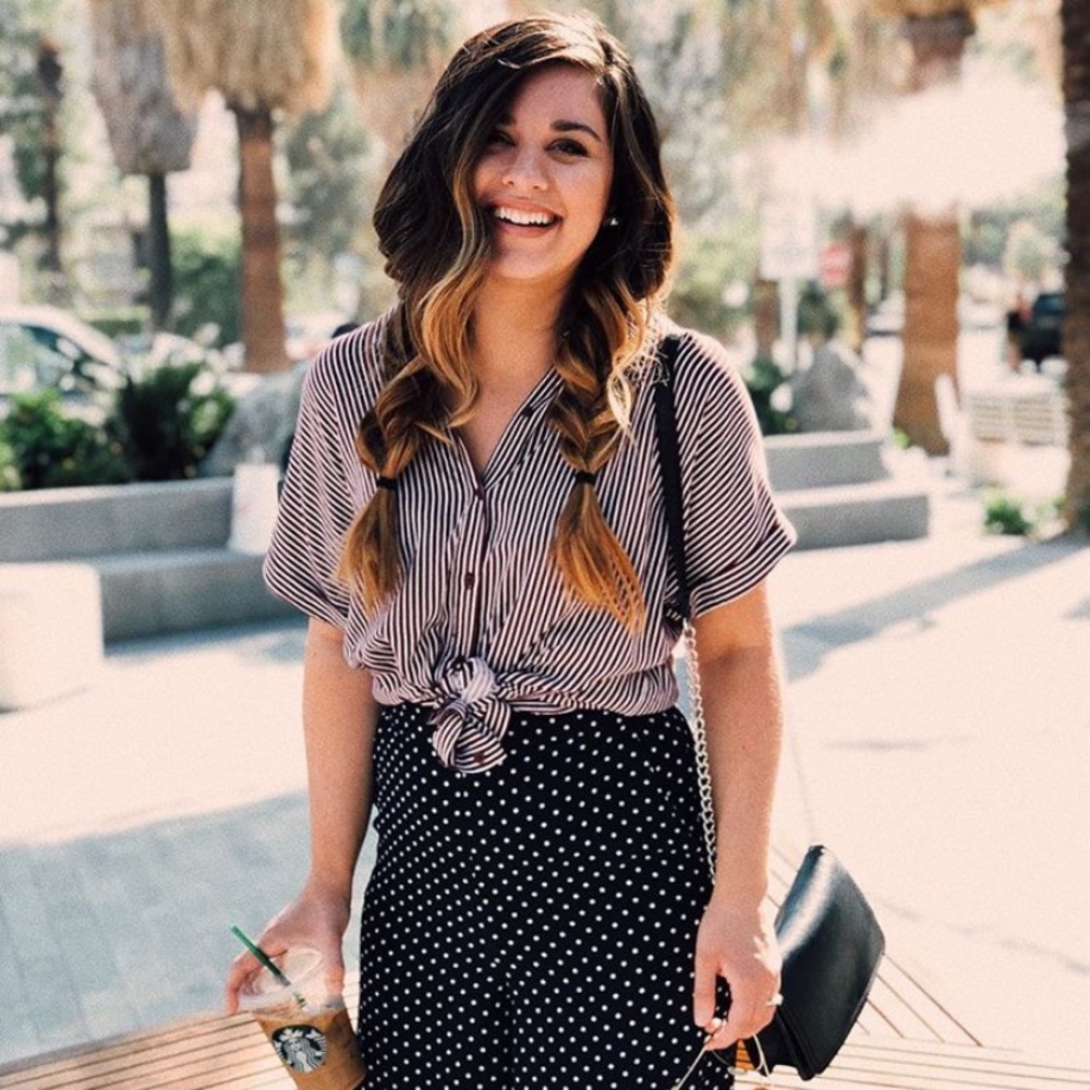 Red and white striped button down shirt!